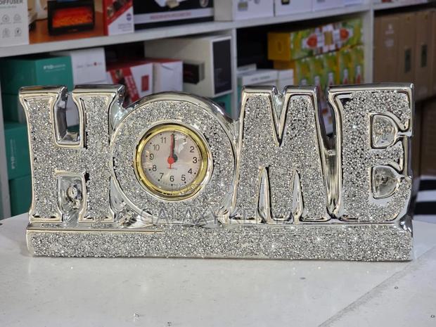 Elegant Glittery "Home" Tabletop Clock Decor - thumbnail 2