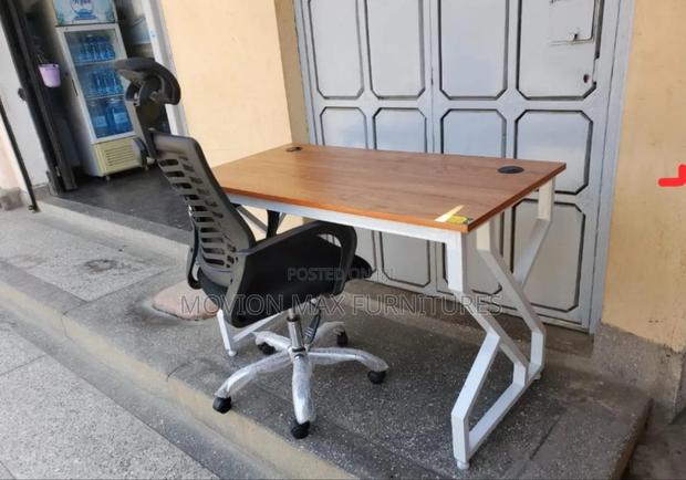 White Frame Double Office Table - main view
