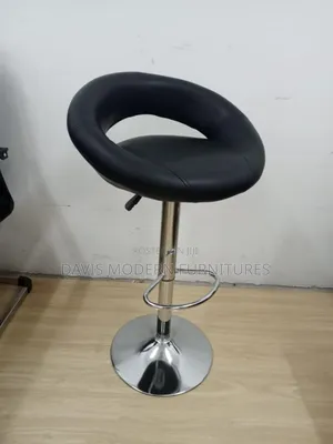 Adjustable Black Leather Bar Stool