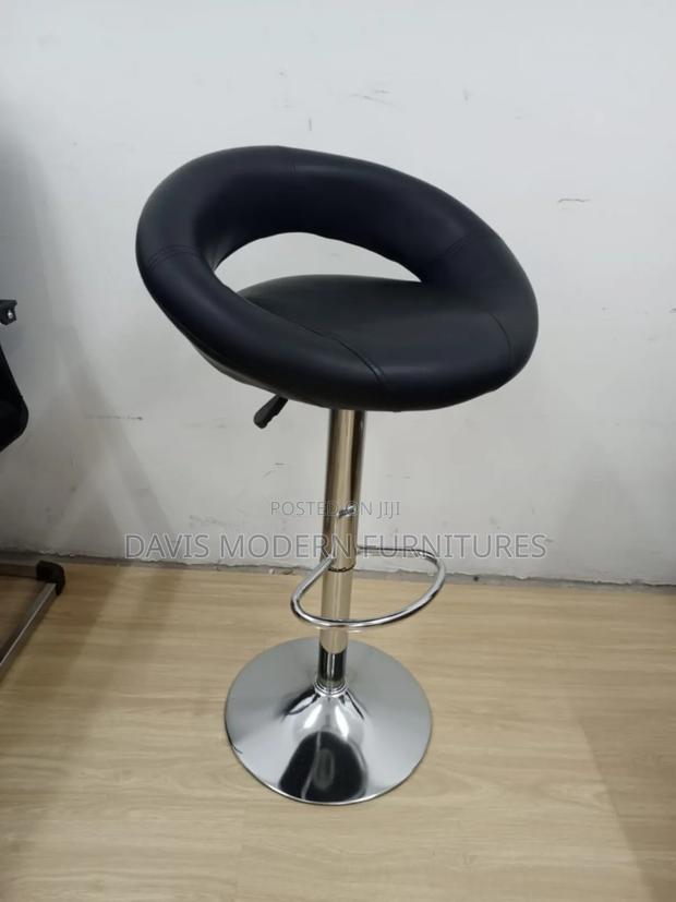 Adjustable Black Leather Bar Stool - main view