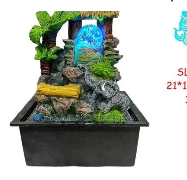 Elephant Mother and Child Rockery Resin Tabletop Fountain