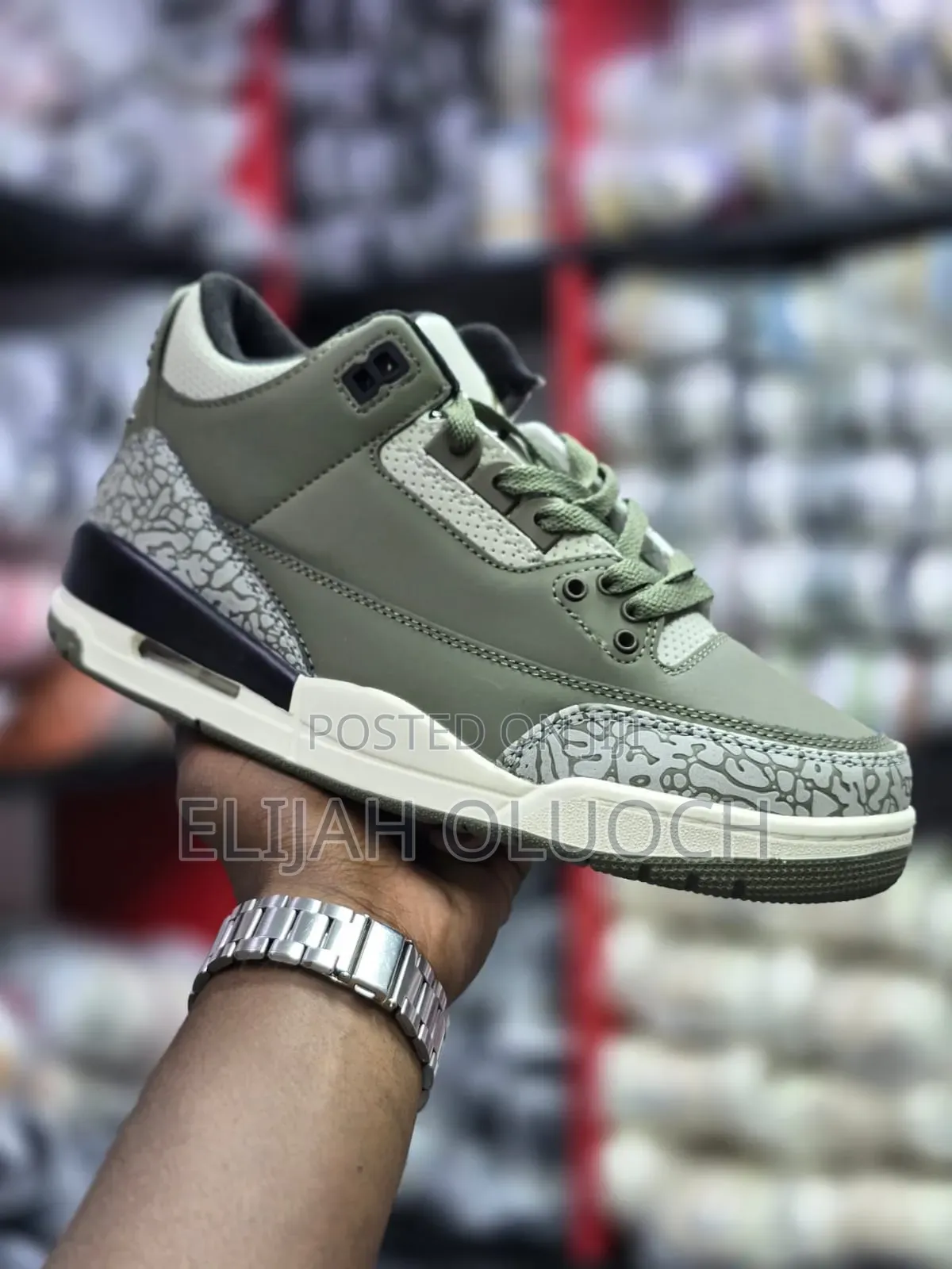 Air Jordan 3 Retro "Medium Olive" Sneakers.