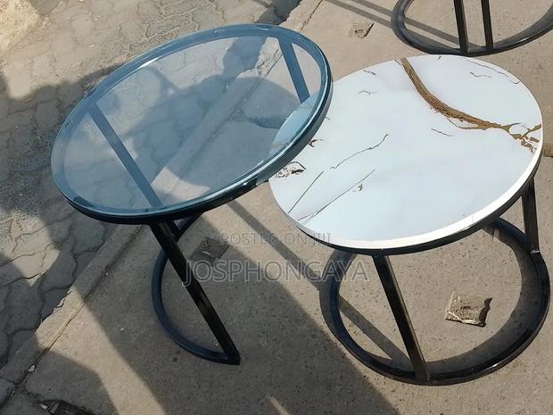 Clear Top and a Marble Top Double Nesting Table for Sale