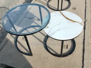 Clear Top and a Marble Top Double Nesting Table for Sale