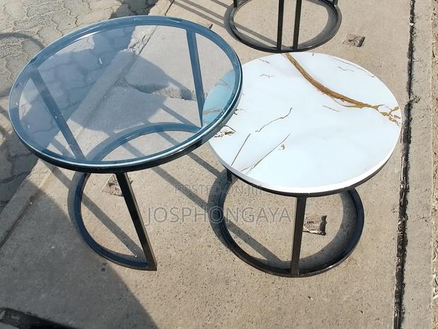 Clear Top and a Marble Top Double Nesting Table for Sale - thumbnail 2