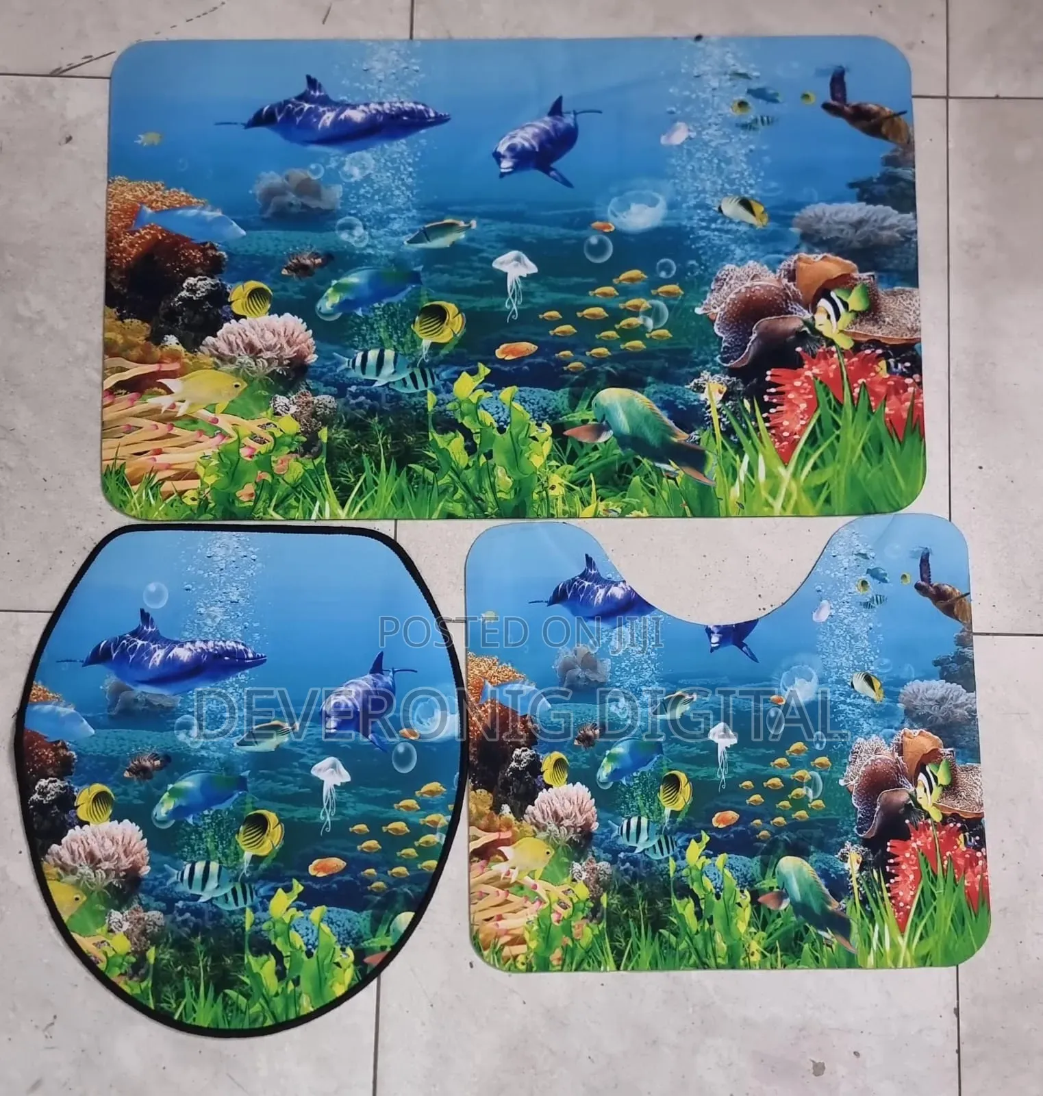 Rubber Underside Floor 3pcs Set 3d Toilet Mat Non Slip