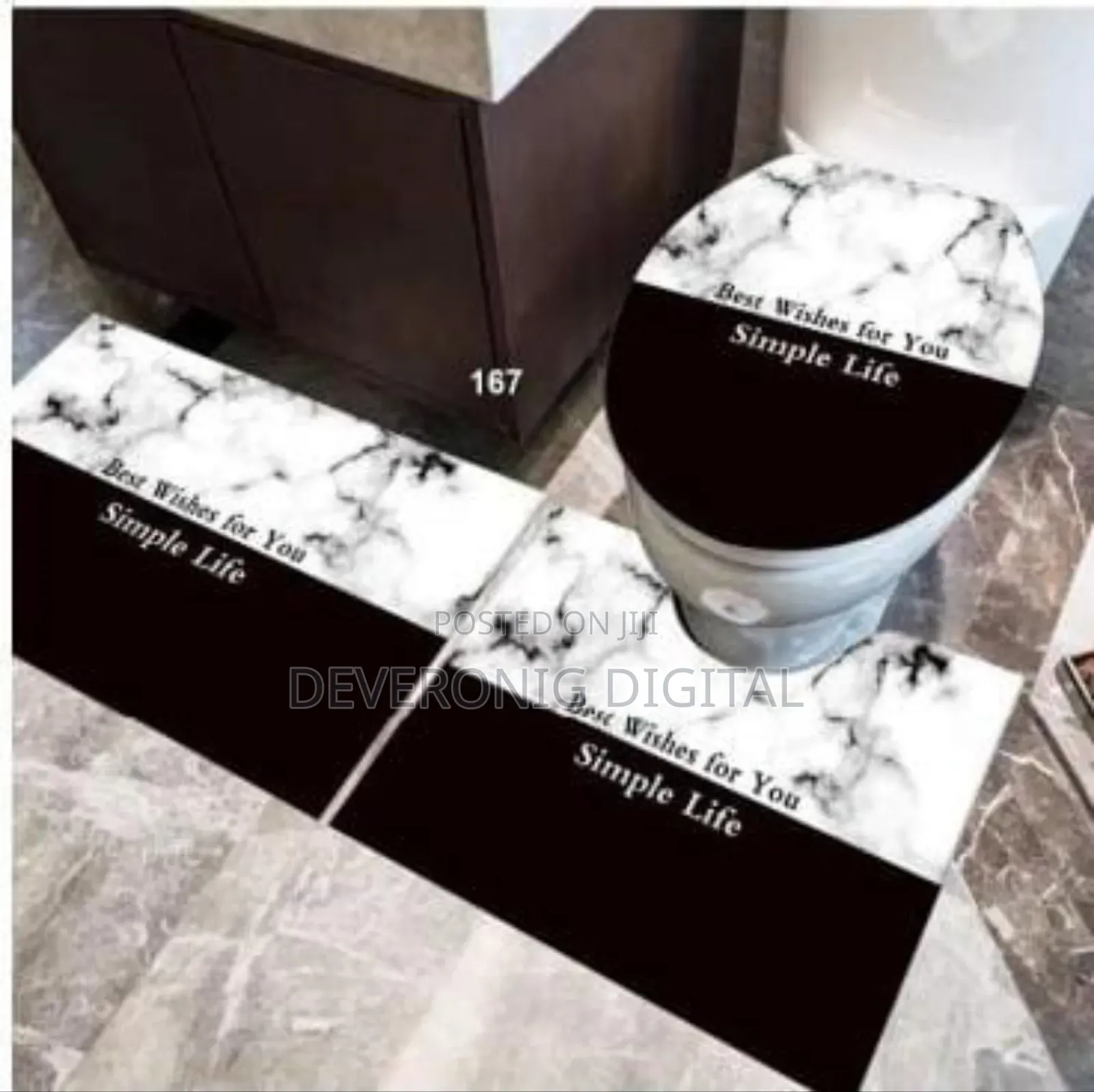 Rubber Underside Floor 3pcs Set 3d Toilet Mat Non Slip