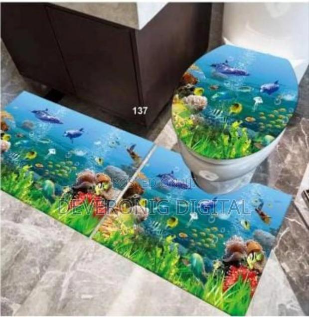 Rubber Underside Floor 3pcs Set 3d Toilet Mat Non Slip - thumbnail 6