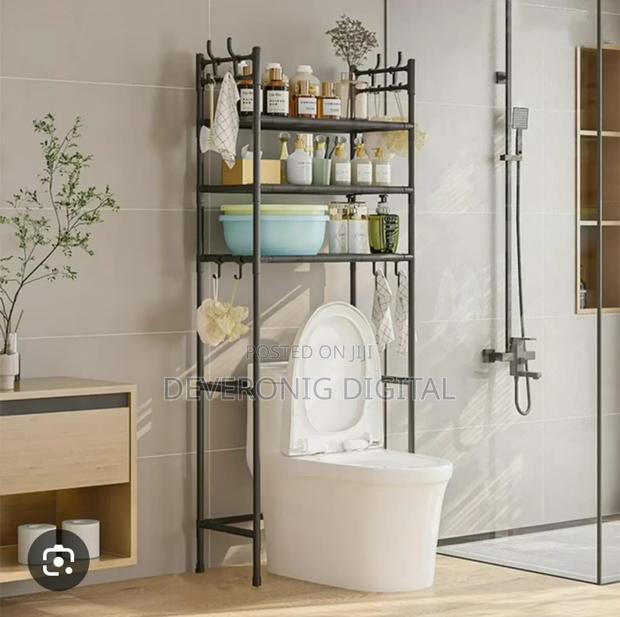 Yh6608a Detachanle Metallic 3 Layer Toilet Rack With Hooks - thumbnail 4
