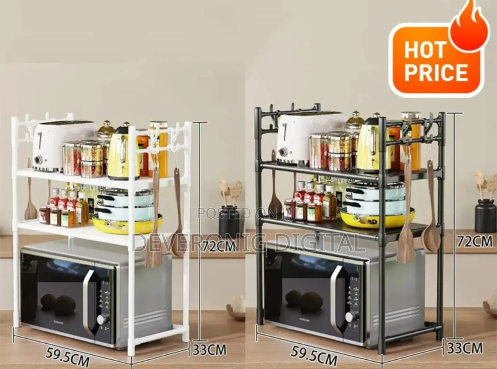 Metallic 2 Layer Microwave Stand Orgnizer