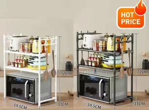 Metallic 2 Layer Microwave Stand Orgnizer