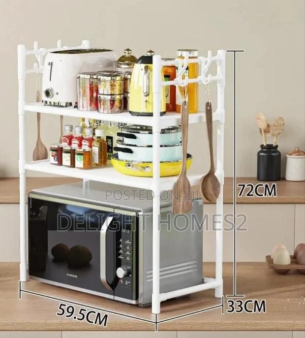 Metallic 2 Layer Microwave Stand Organizer-Pa - main view