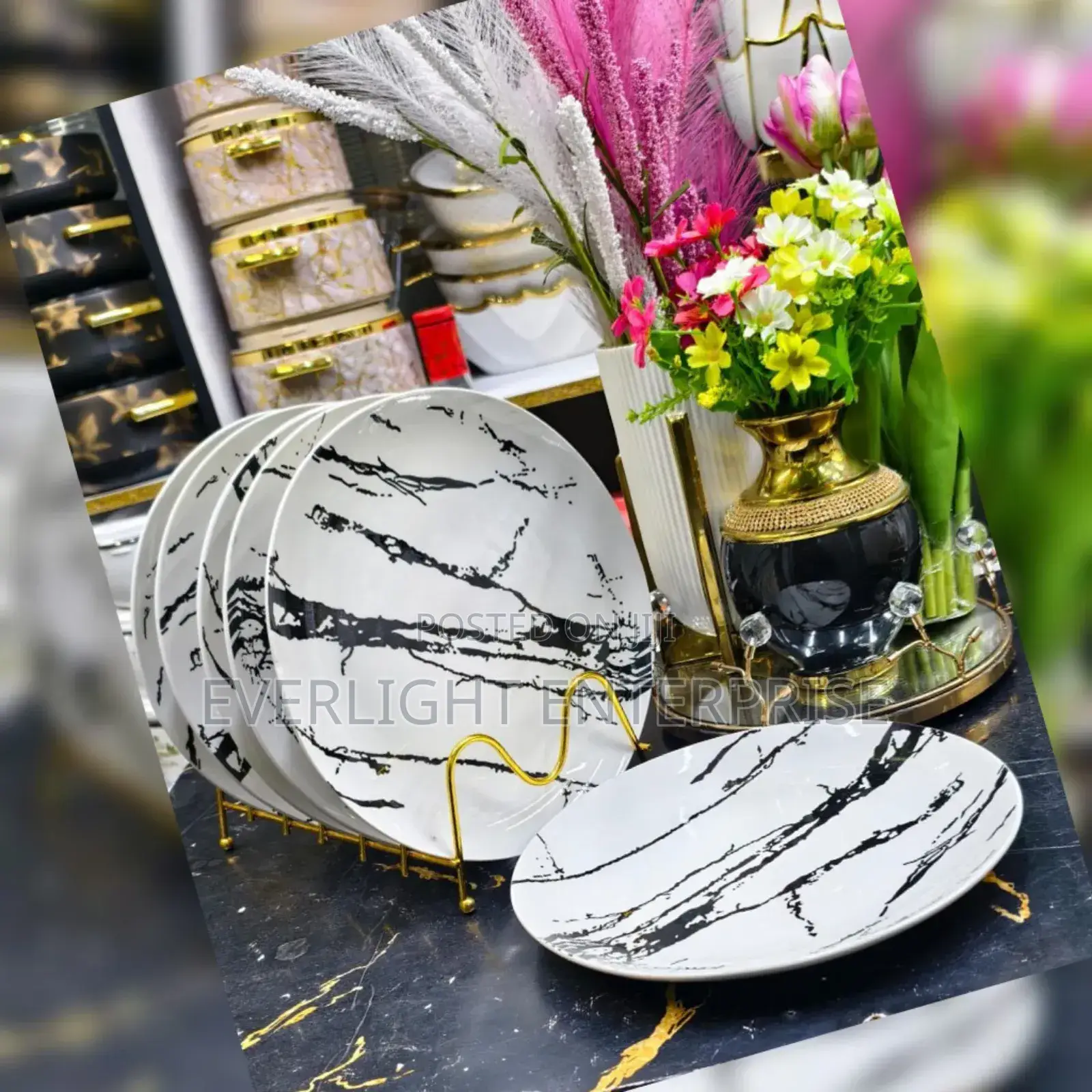 White Marble Dinner Plates