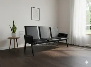 Modern 3 Seater Pu Padded Black Waiting Bench
