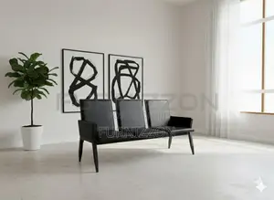 Black Pu Padded 3 Seater Reception Bench