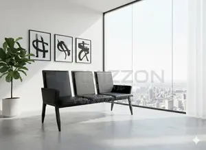 Modern Black 3 Seater Pu Waiting Bench