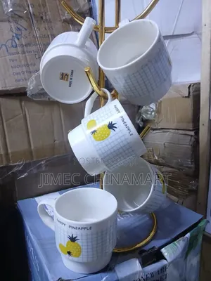 6pcs Pineapple White Mugs