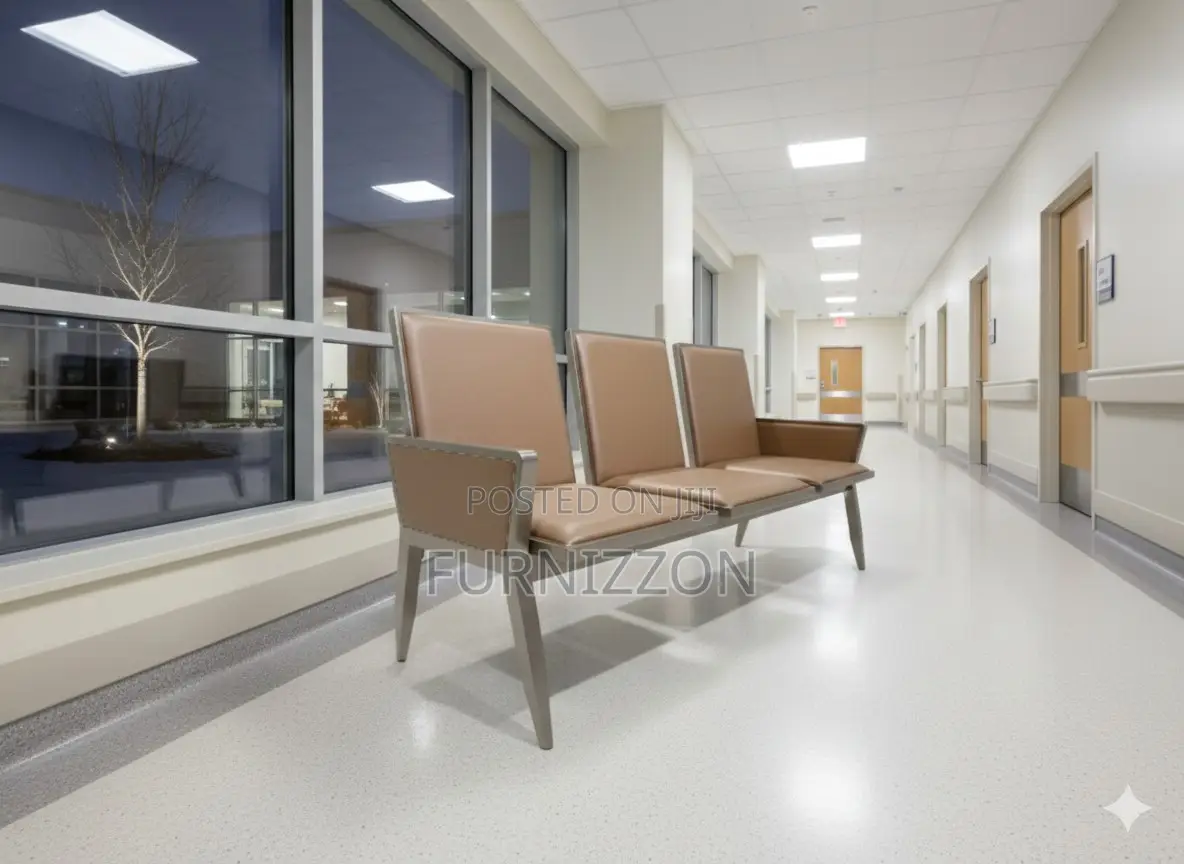 Modern Brown 3 Seater Pu Waiting Bench