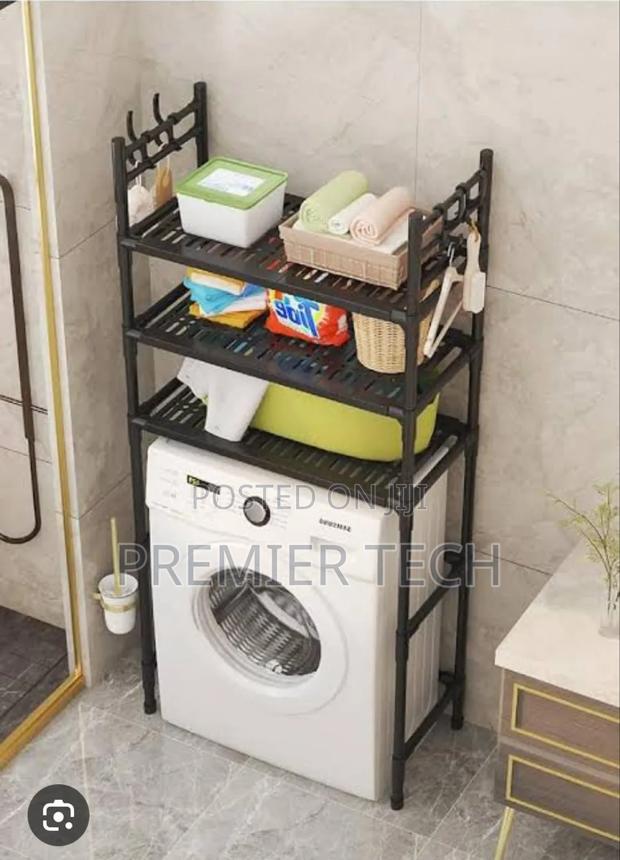 30kg Detachable Metallic 3 Layer Washing Machine Rack With Hooks
