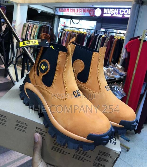 Quality Leather Safety Rubber Sole Leather Laceless Cat Boots Shoes
