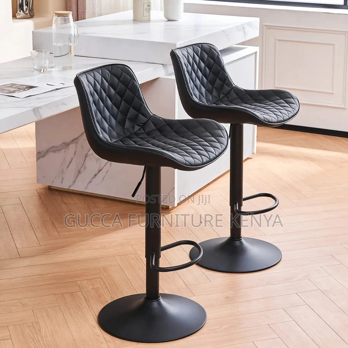 Leather Height Adjustable Counter Bar Stool