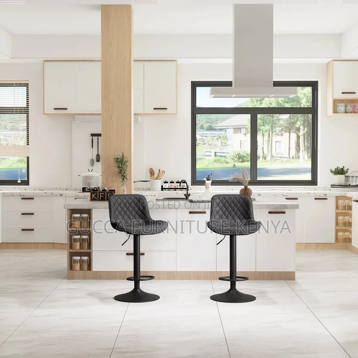Leather Height Adjustable Counter Bar Stool