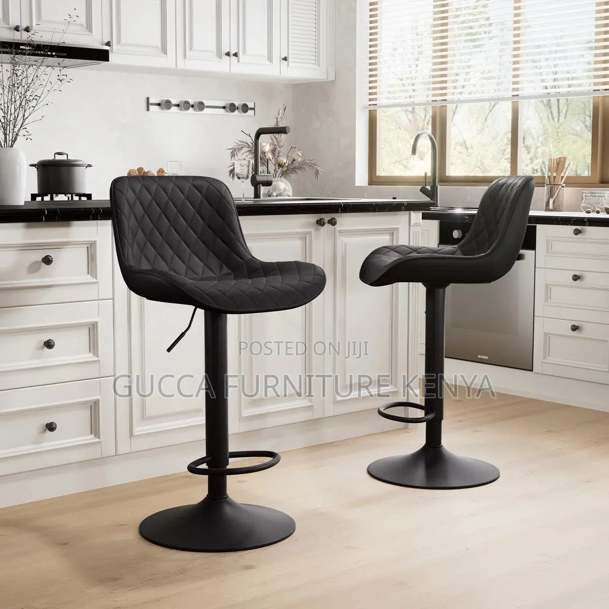 Leather Height Adjustable Counter Bar Stool