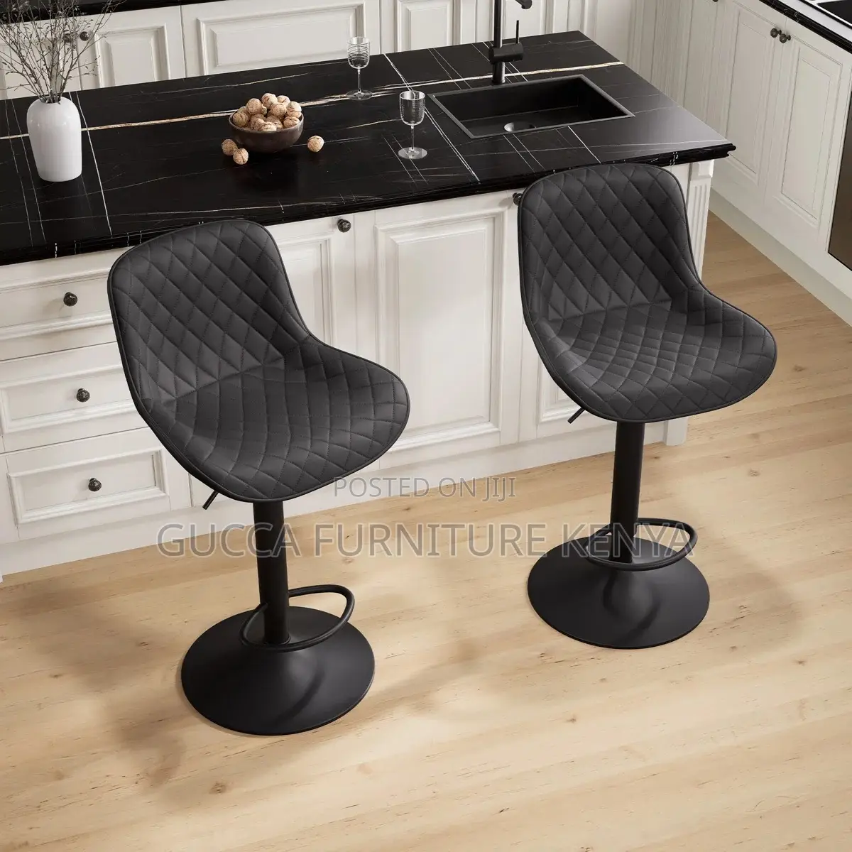 Leather Height Adjustable Counter Bar Stool