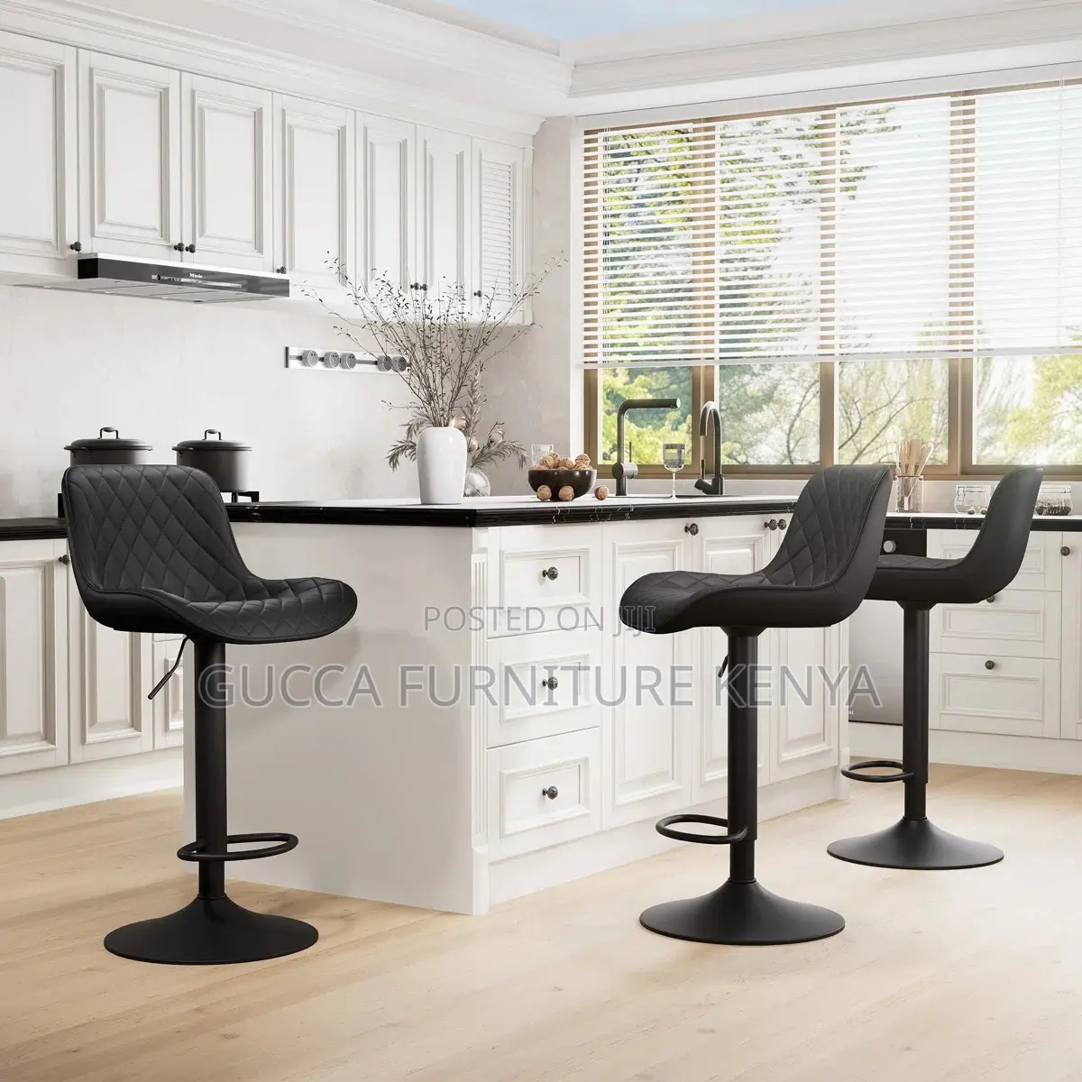 Leather Height Adjustable Counter Bar Stool