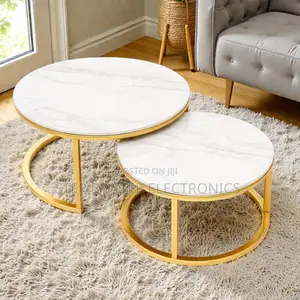 Luxury Marble Surface Nesting Coffee Tables With Gold Base Furniture