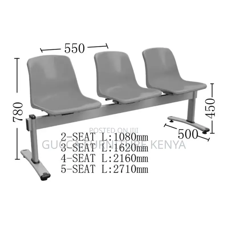 3-link Plastic Reception Office Waiting Bench