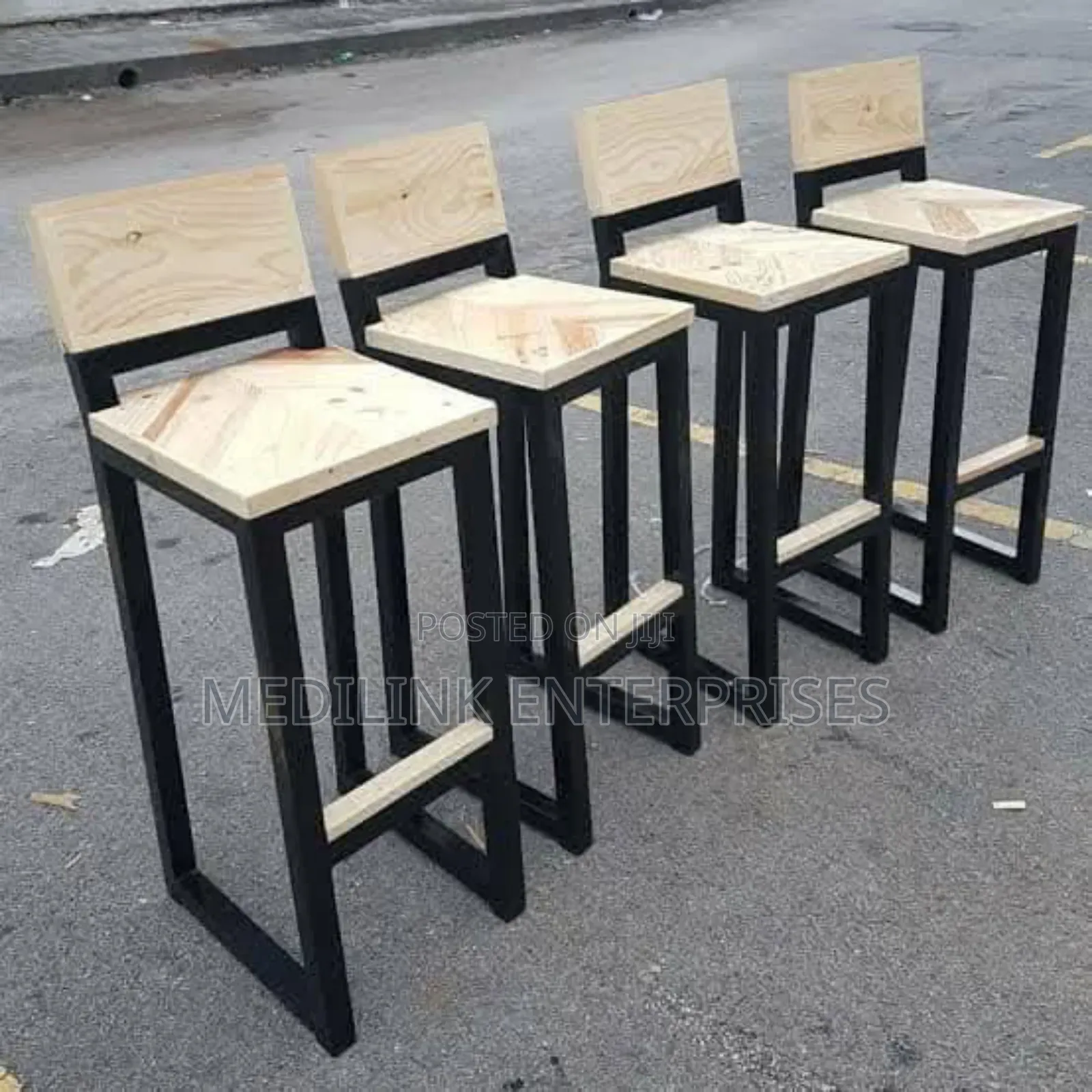 Wooden Metallic Backed Counter Stools