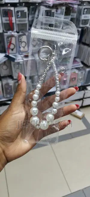 Pearl Lanyard Keychain Phone Charm, Aesthetic Beads Wrist Strap
