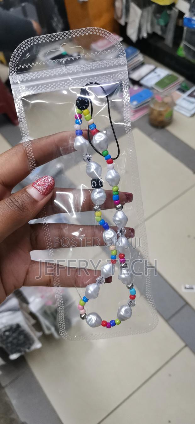 Pearl Lanyard Keychain Phone Charm, Aesthetic Beads - main view