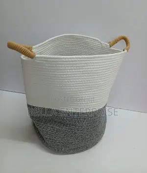 Big Laundry Basket Decorative Woven Cotton Rope Storage Hamper
