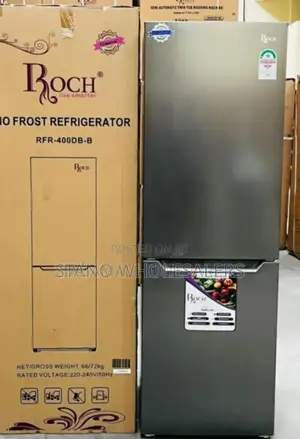 Colur Gray. Roch No Frost RFR-400d Fridge With Bottom Load Dispenser