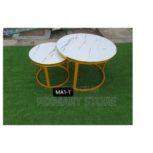 White Nesting Coffee Table – Marble Effect MDF - thumbnail 2