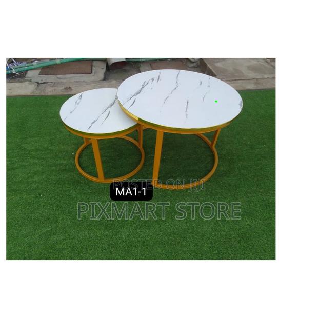 White Nesting Coffee Table – Marble Effect MDF - main view