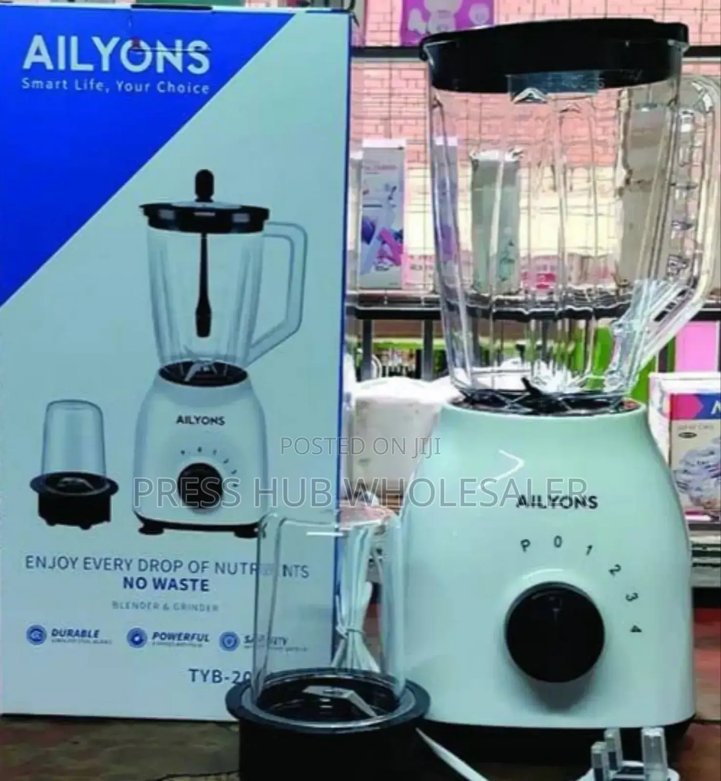Ailyons 2-in-1 Blender With a Grinder Attachment.