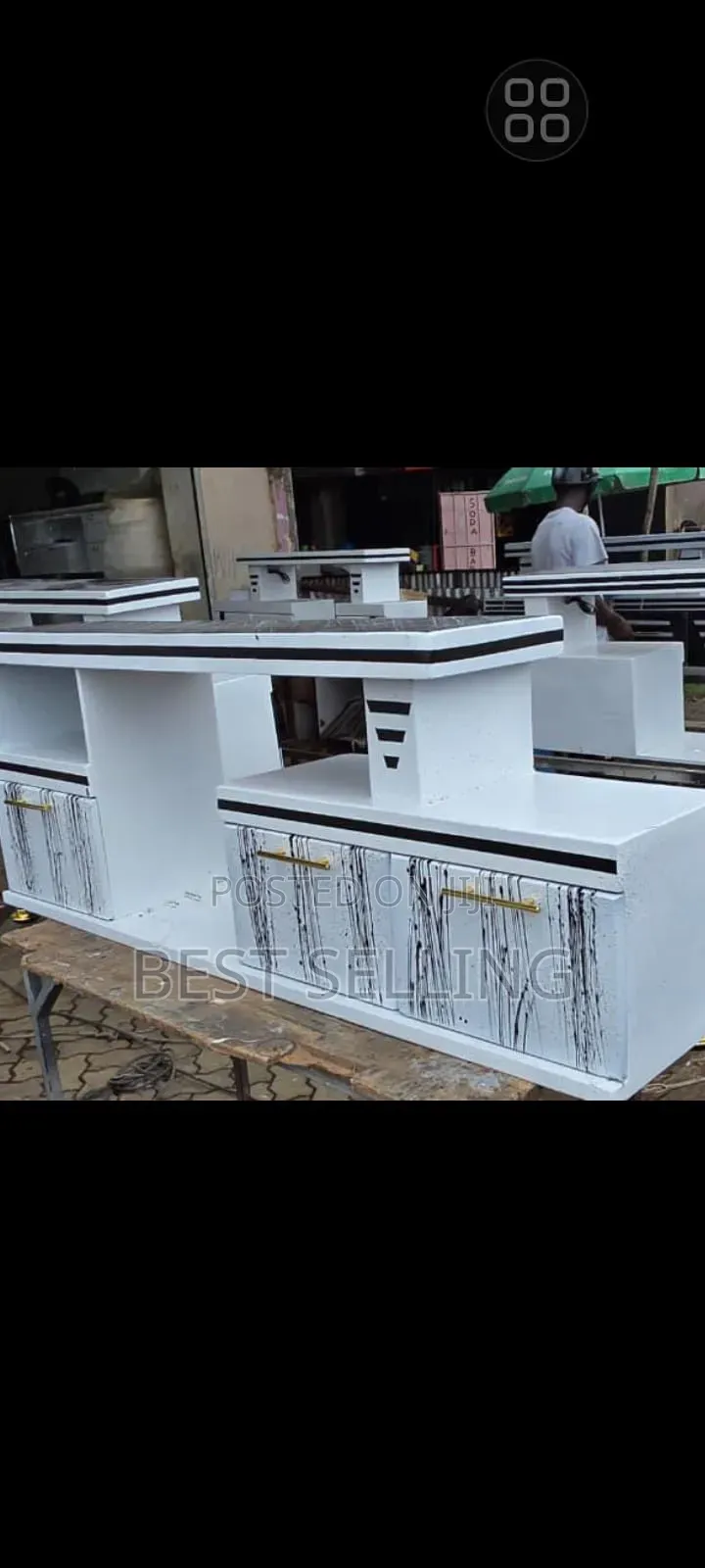 Classic White Black Tv Stand