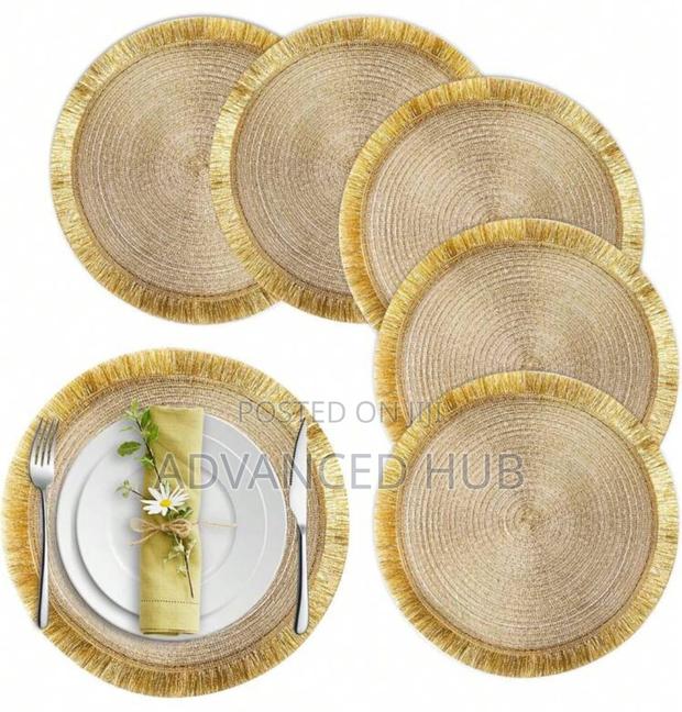 High Quality Round Shimmery Gold Placemats/Tablemats - main view