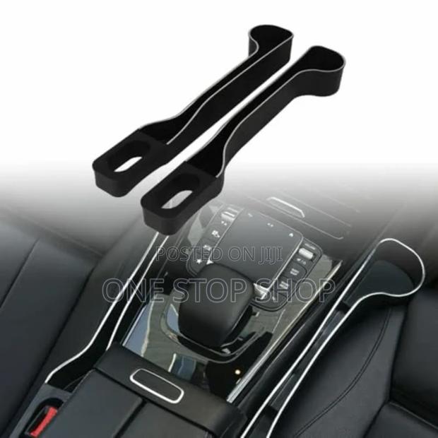 2pcs Black Plastic Car Side Seat Gap Filler With Cup Holder - main view