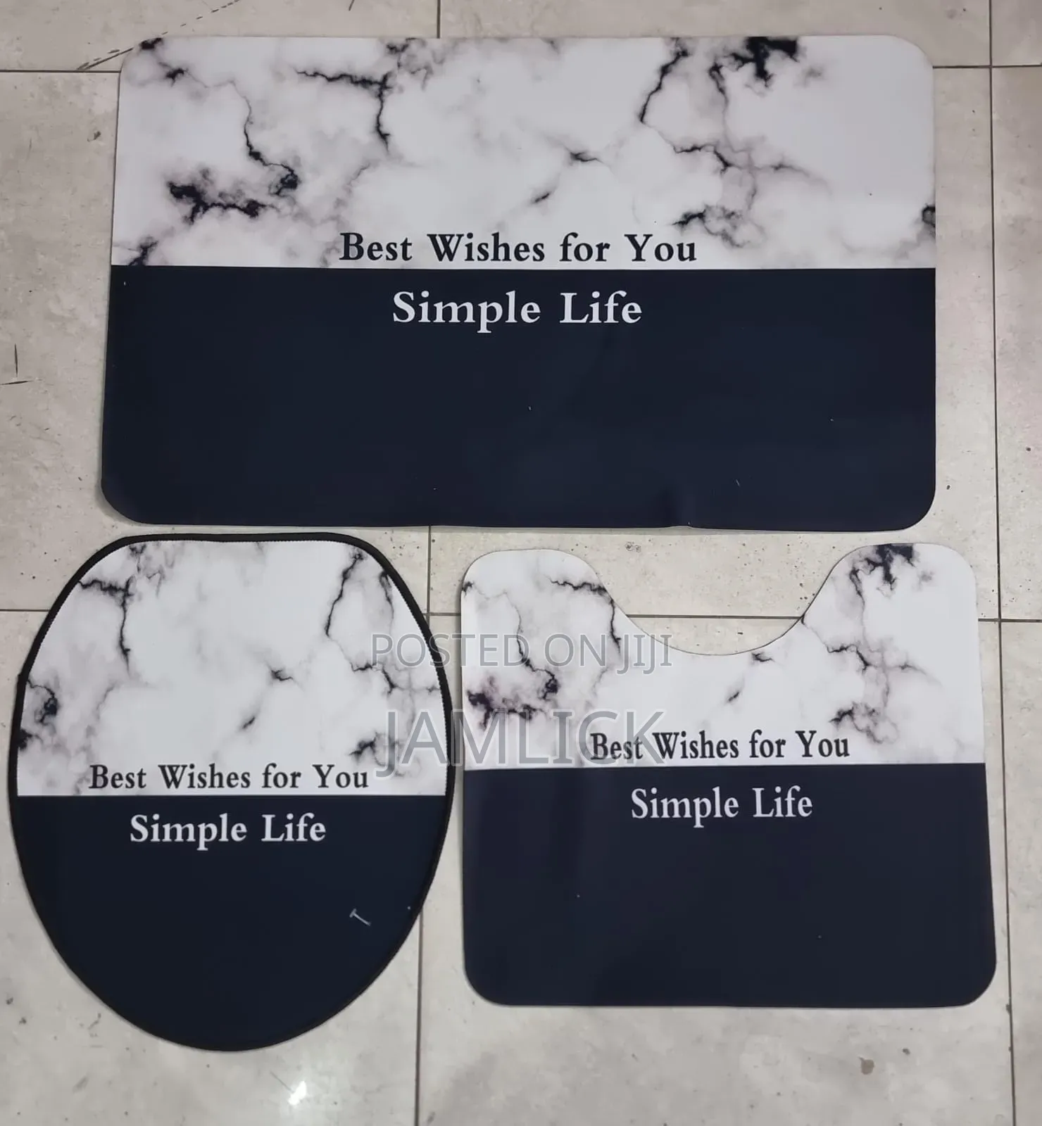 3pcs 3d Non-Slip Toilet Mat Set – Heavy Grip Rubber Back -Pm