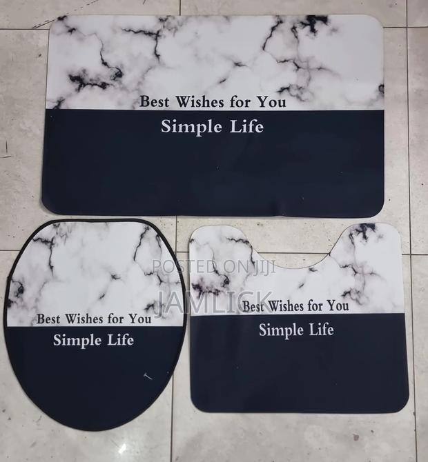 3pcs 3d Non-Slip Toilet Mat Set – Heavy Grip Rubber Back -Pm - thumbnail 2