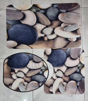3pcs 3d Non-Slip Toilet Mat Set – Heavy Grip Rubber Back -Pm
