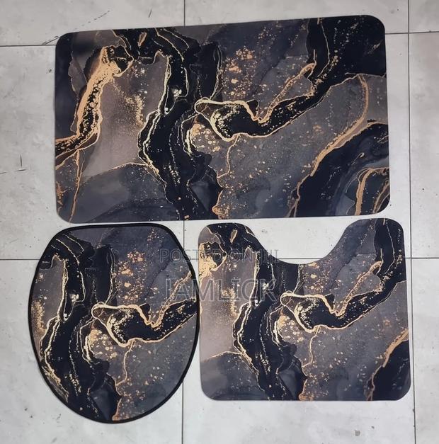 3pcs 3d Non-Slip Toilet Mat Set – Heavy Grip Rubber Back -Pm - thumbnail 5