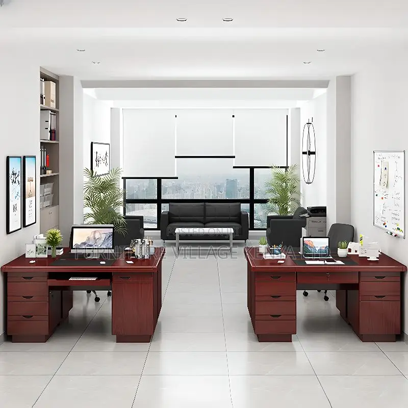 Executive Desks: 1.4 Meters Mahogany Office Table With Drawers