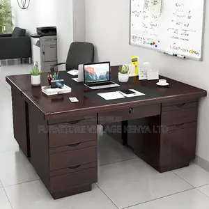 Executive Desks: 1.4 Meters Mahogany Office Table With Drawers