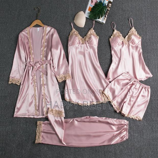 *5 in 1 Quality Silk Pajama Lingerie Sleepwear Set*