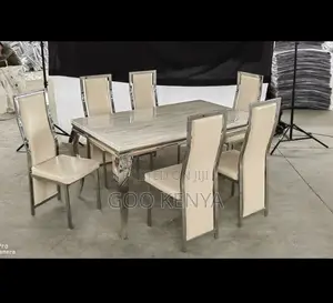 Home Dining Set; Complete Modern Dining Room Set With Marble Top Table